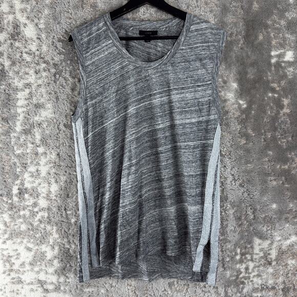 J Crew Size M Casual Striped Sleeveless Casual Top Gray Pullover Shirt - Picture 1 of 7